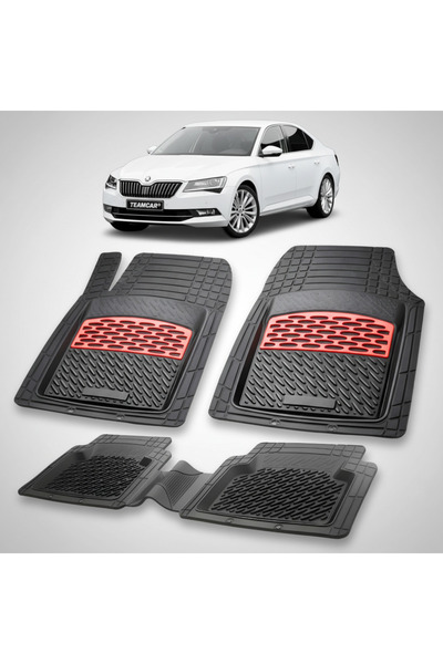 TEAMCAR Συμβατά πατάκια δαπέδου Skoda Superb III 2015-2023 | Κόκκινα