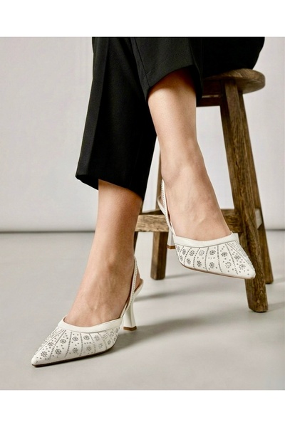 Felisya Butik حجر مطبوع شبكة حذاء بكعب 8.5 سم