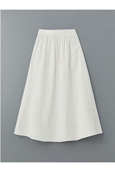 LC Waikiki Modanova Sezon Beige Elastic Waist Linen Mixed Women's Skirt