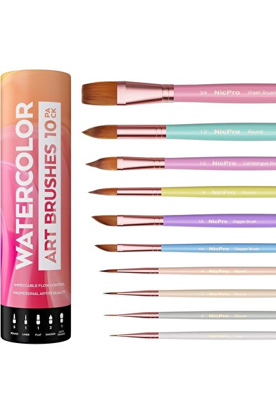 Nicpro 10PCS Watercolor Brushes