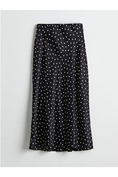 LC Waikiki Modanova Sezon Black Polka Dot Piece Satin Women's Skirt