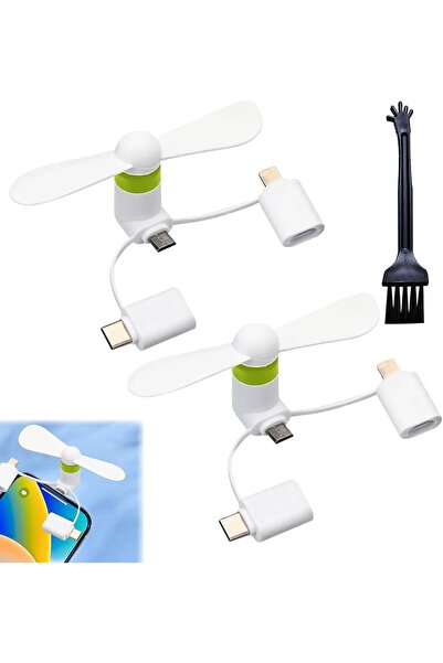 SEMINISMAR Mini ventilator pentru telefon mobil, 2 piese portabile mini venti...