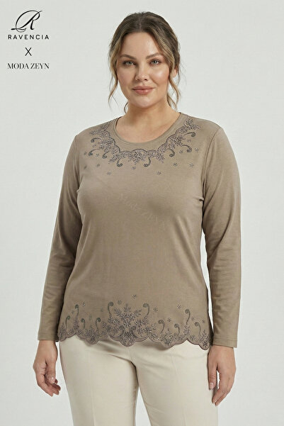 Ravencia Women's Yıldız Patterned Collar and Skirt Stone Embroidered Y Slit L...