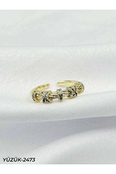 Karşıyaka Bijuteri Adjustable Steel Ring with Zircon Stone