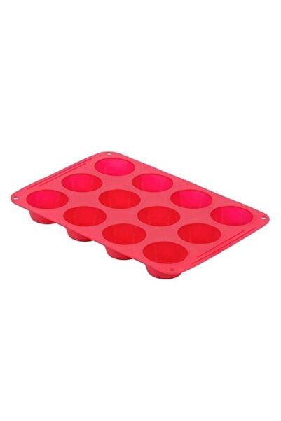 BREZIUM Silicone muffin baking pan, BREZIUM, 12 spaces, red, 34x24cm
