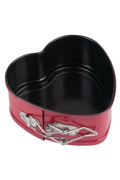 BREZIUM Removable heart-shaped baking tray, 12x11x5 cm, Black/Red,