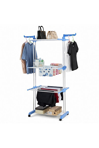Otto Washing Machine Organizer Shelf with 3 Shelves and Hangers, 170x75x48 cm