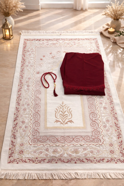 İstanbuliyah Hediyelik 4’lü İbadet Seti – Şönil Seccade + Namaz Elbisesi + İn...