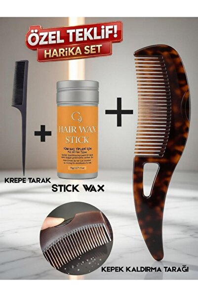 YURISH 3'lü Set Kepek Kaldırma & Anti-Statik Masaj Fırçası & Krepe Tarak & Wax Seti