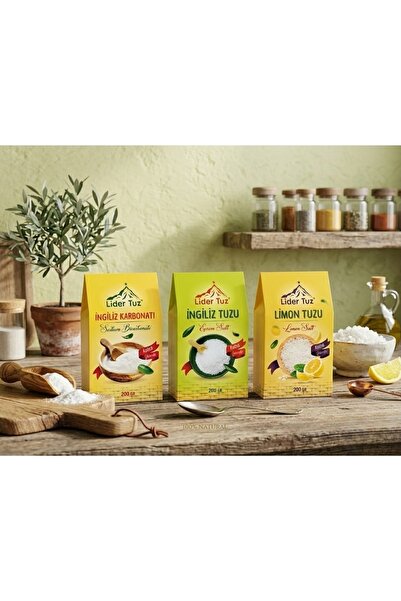 Lider Tuz 3’lü Set İngiliz Karbonatı 200 gr + İngiliz Tuzu (Epsom) 200 gr + L...