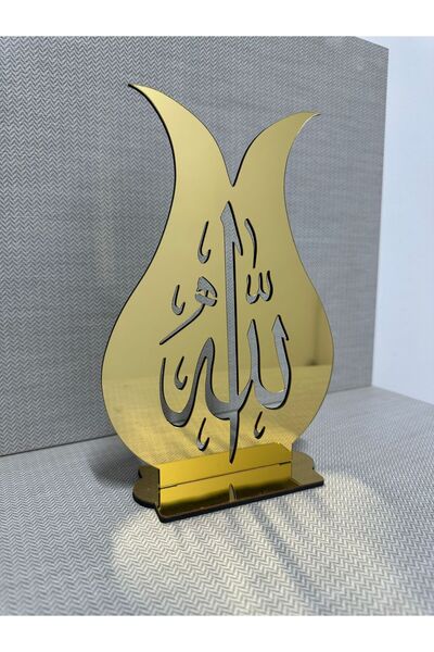 Muhtalif Markalar Aynalı Pleksi Lale Motifli Allah Yazılı Masaüstü Dekor