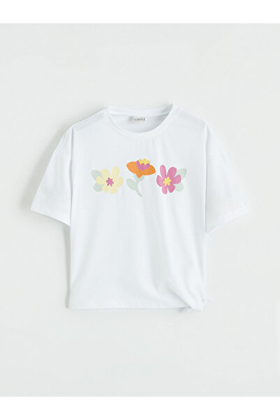 LC Waikiki RMZ GİYİM FARKIYA تي شيرت بناتي مطبوع بياقة روبا