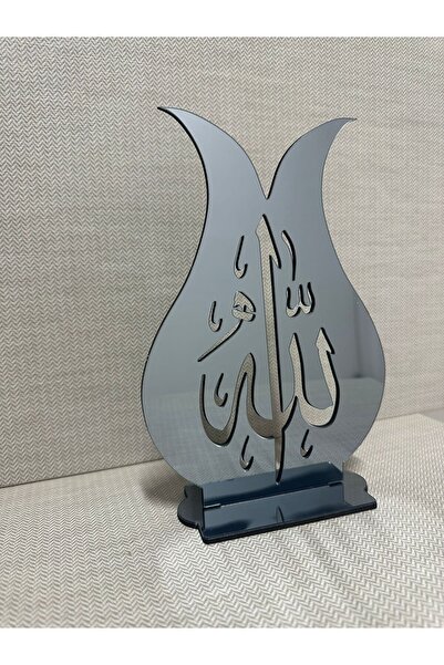 Muhtalif Markalar Aynalı Pleksi Lale Motifli Allah Yazılı Masaüstü Dekor