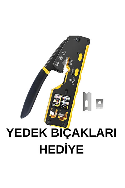 SpeedUF Ağ Seti: EZ RJ45 Pense Cat6 + Tester RJ45 RJ11 + Krone Kepkep Impact + Bıçak Hediyeli
