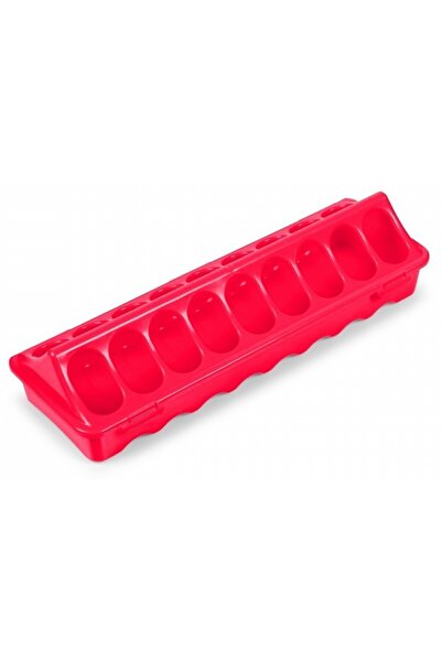 OEM Plastic chicken feeder, red color, recommended for 30 chickens, length 30 cm