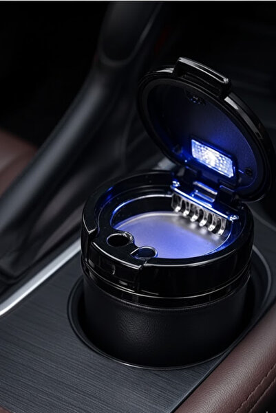 Nicevia Illuminated Car Ashtray with Cover and Gold Detailing – Universal Car...