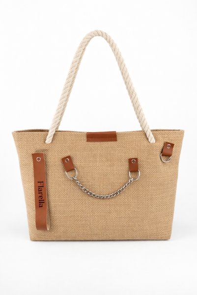 Flarella Wicker Beach Bag Modular Set Large Size–Removable Mini Bag & Leather Accessories Women Shoulder Bag