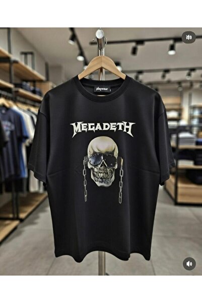 playwear Tricou Megadeth Skull Chain, imprimat, 100% bumbac, cu croială norma...
