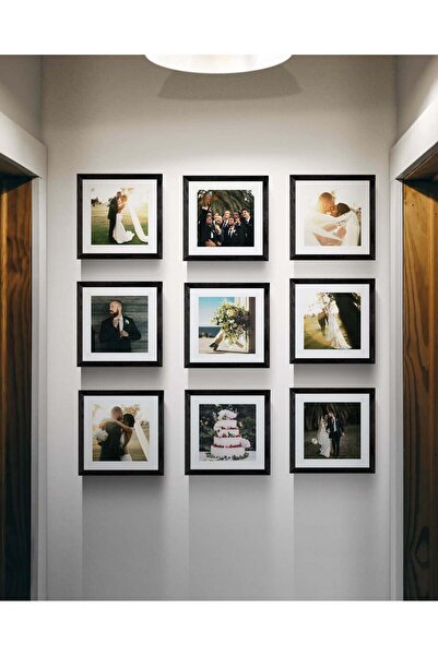 Store Dokuzlu Kare 20x20 Kolaj Ahşap Fotoğraf Çerçevesi Duvar Tablosu Fotoğra...