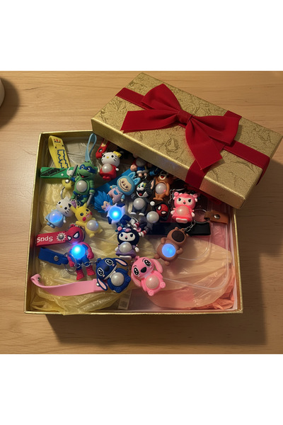 ABAS 10Pcs Light-Up Bag Accessories Keychain Anime Figure