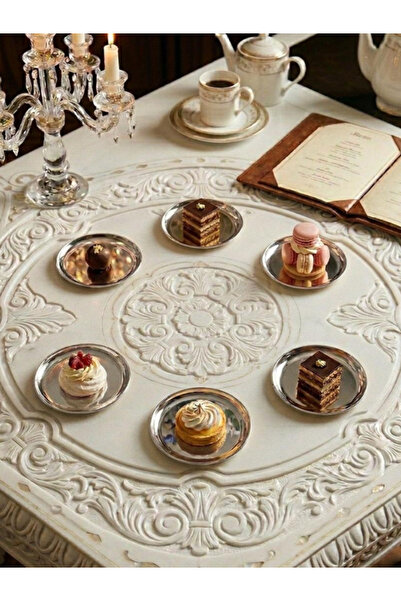 mucit home 6 Pieces Silver Stainless Steel Cake and Dessert Plates - Holiday ...