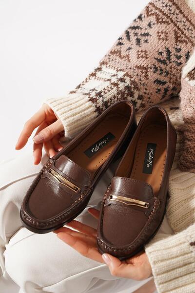 Moda Pie Jesabal cu cataramă Leofer piele naturală Pantofi de damă piele maro