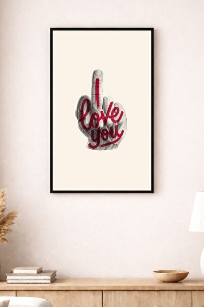 BuzzDesigns Love You İronik Pop Art Mesaj Duvar Tablosu – Çerçeve Seçenekli