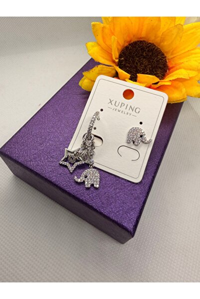 XUPING JEWELRY Jeweler's Series Zircon Stone Elephant Figure Hanging Steel Ea...