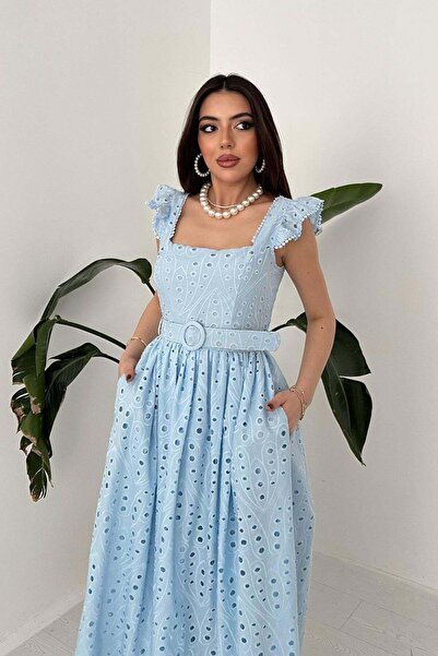 Caddebostan Moda Belt Li Embroidered Eyelet Embroidery Embroidered Volan Slee...