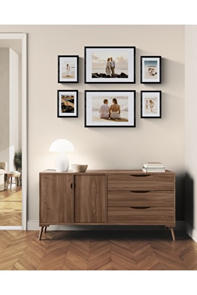 Store Altılı Kolaj Ahşap Fotoğraf Çerçevesi Duvar Tablosu Fotoğraf Baskısı