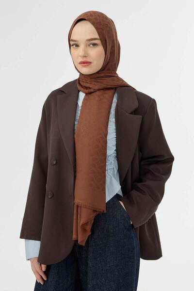 VALORSCARF Çikolata Kahve Bloom desen şal