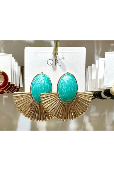 GLOW ACCESSORIES BAE Qpe Stainless Steel Fan Stone Vip Earrings