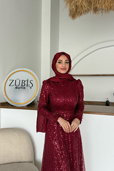 ZENKA GİYİM Lora Pul Payetli Tesettür Abiye