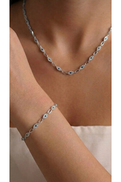 Wind Silver Nazar Kolye Set 925 ayar