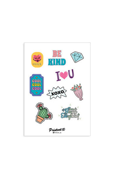 Printoot مجموعة ملصقات زخرفية للطف والمودة، تتضمن رموز الحب وملصقات اقتباسات