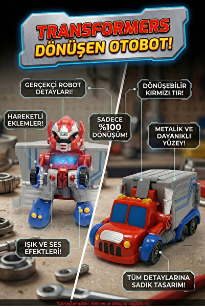 craftivio Işıklı Sesli Dönüşebilen Robot Kamyon Otobot Transformers Oyuncak