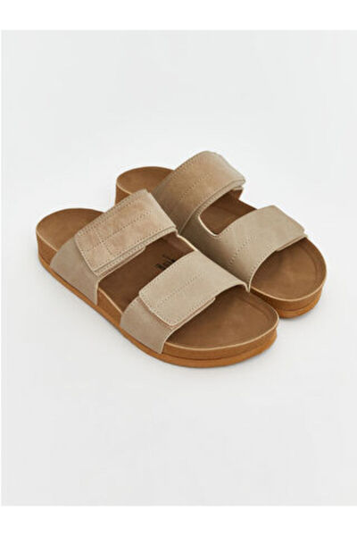 LC Waikiki Modanova Sezon Beige Suede-Look Velcro Women's Slipper