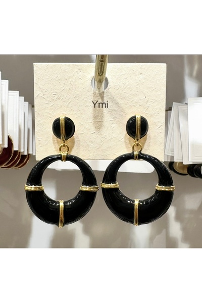 GLOW ACCESSORIES BAE Stainless Steel Vip Zra Model Gold Striped Dangle Earrings