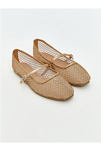 LC Waikiki Modanova Sezon Beige Mesh Detailed Women's Ballet Flats