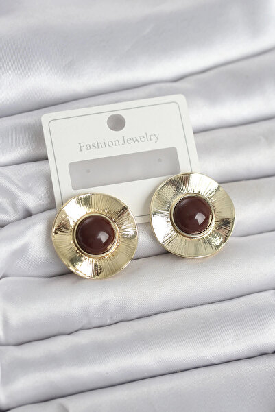 Generic Brand Vintage Model Brown Gold Color Brass Women's Earrings