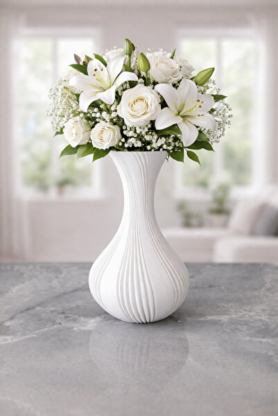 derincase مزهرية ديكور بتصميم ثلاثي الأبعاد 21 سم أسود، أبيض، بيج، رمادي فضي،...