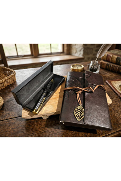 Meya design Leather Covered Diary Book and Metal Pen Set – Special Design Pre...