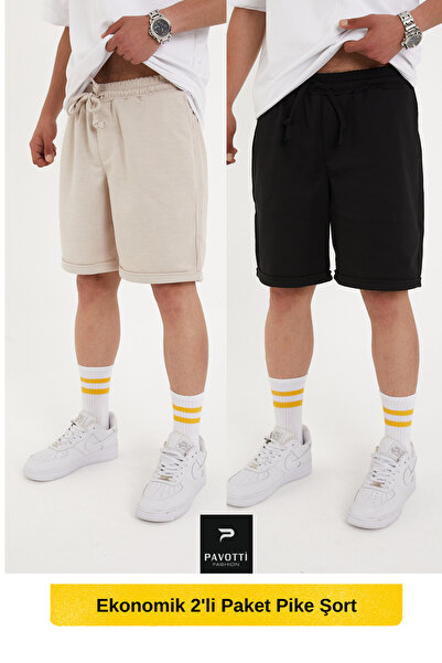 Pavotti Pantaloni scurți bermuda economici pentru bărbați, 2 piese, cu picior...
