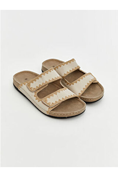 LC Waikiki Modanova Sezon Beige Velcro Double Strap Women's Slipper