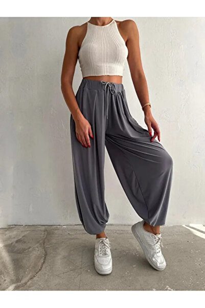 Mivelya Women's Modal Fabric Relaxed Fit Shalwar Trousers High Waist Drapey