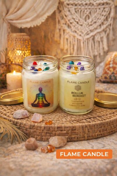 FLAME CANDLE HANDMADE CANDLES 2 'li Çakra Mum , Denge 7'lisi Ve Bolluk Bereke...
