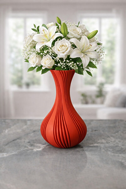 derincase 3D Tasarım Dekoratif Vazo 21 Cm Siyah, Beyaz, Bej, Gümüş Gri, Zeyti...