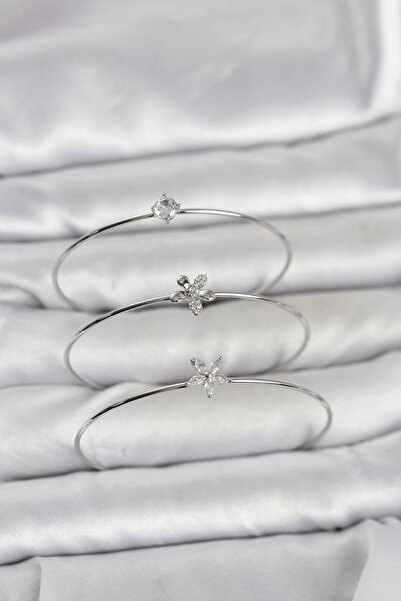 online kapsulavm avm alışveriş Silver Color Zircon Stone Brass 3-Piece Women'...