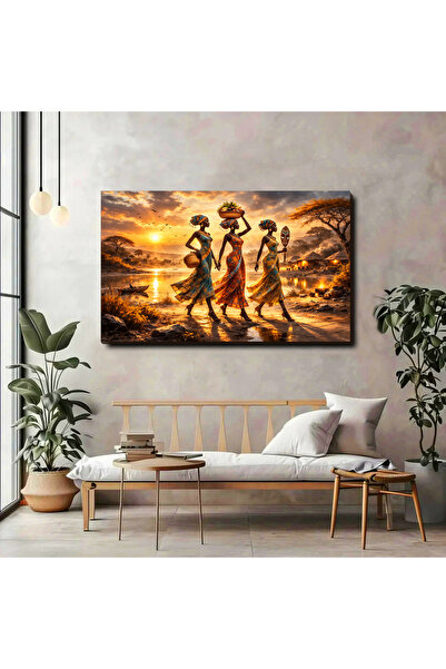 artprinta Gün Batımında Afrika Kadınları Kanvas Tablo