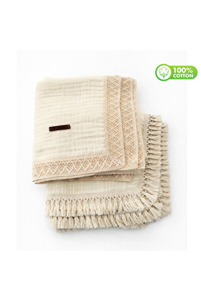 Jaju Baby كريم 110x110 4 طبقات من الموسلين دبل بيبي بي بطانية مجموعة - P بشرّ...